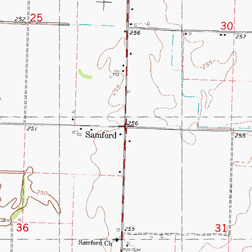 Topographic Map of Samford, MO