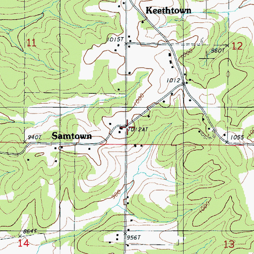 Topographic Map of Samtown, MO