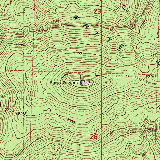 Topographic Map of White Oak Mountain, AR
