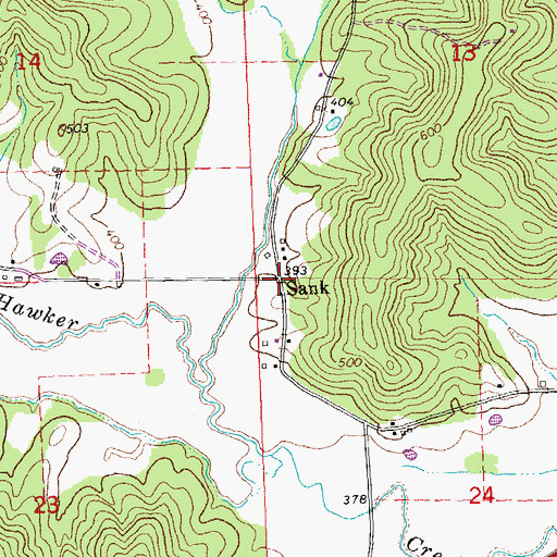 Topographic Map of Sank, MO