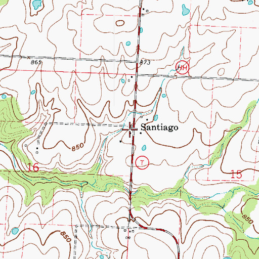 Topographic Map of Santiago, MO
