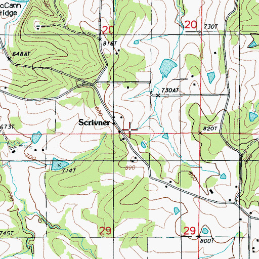 Topographic Map of Scrivner, MO