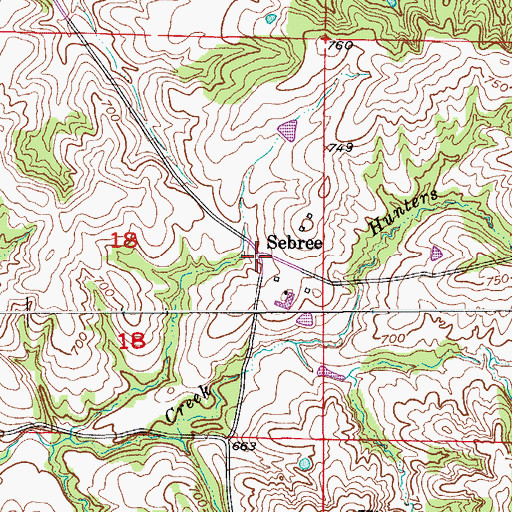 Topographic Map of Sebree, MO