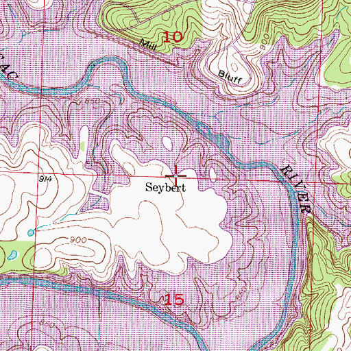 Topographic Map of Seybert, MO