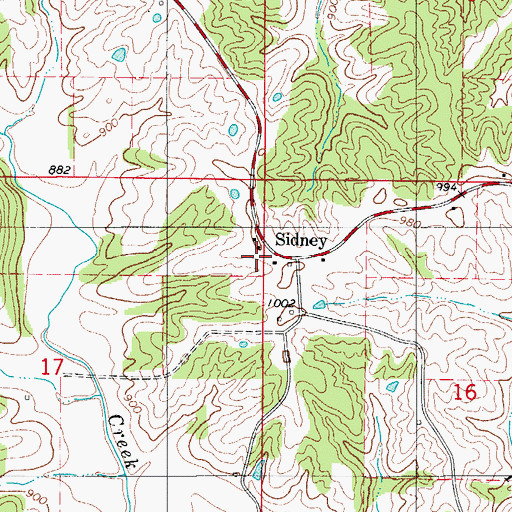 Topographic Map of Sidney, MO