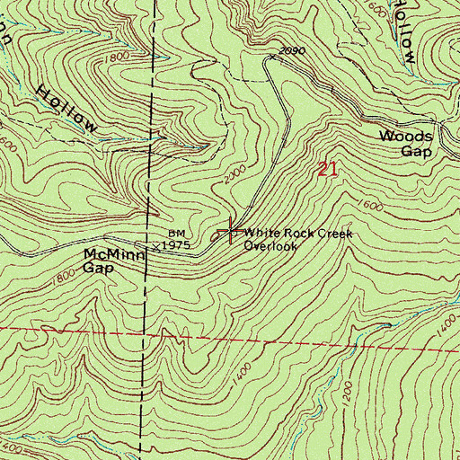 Topographic Map of White Rock Creek Overlook, AR