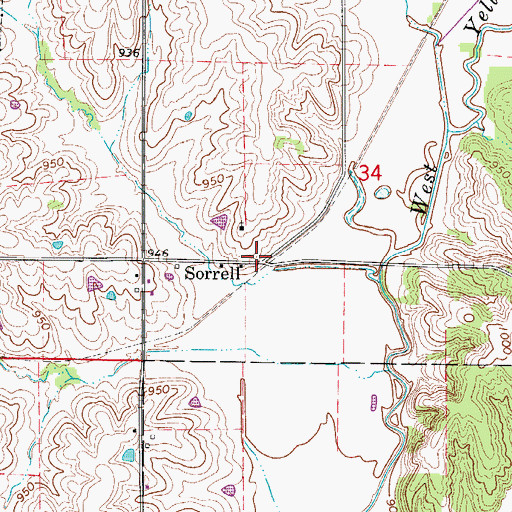 Topographic Map of Sorrell, MO