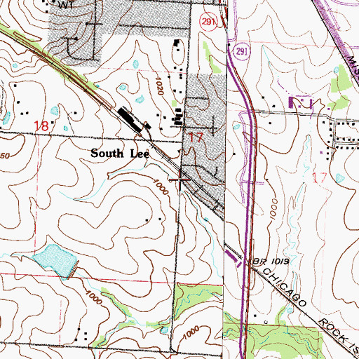 Topographic Map of South Lee, MO