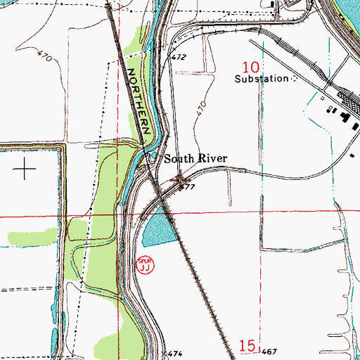 Topographic Map of South River, MO