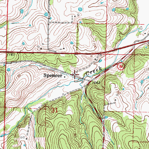 Topographic Map of Spencer, MO