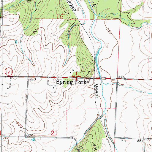 Topographic Map of Spring Fork, MO