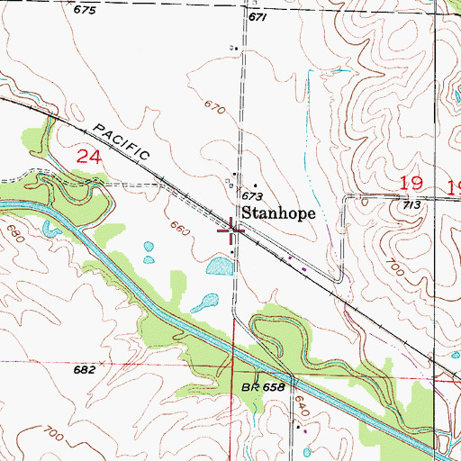 Topographic Map of Stanhope, MO