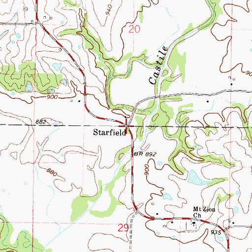 Topographic Map of Starfield, MO
