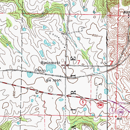 Topographic Map of Steinmetz, MO