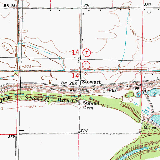 Topographic Map of Stewart, MO