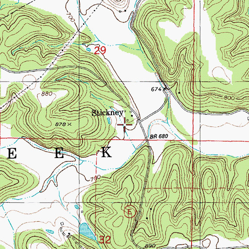 Topographic Map of Stickney, MO