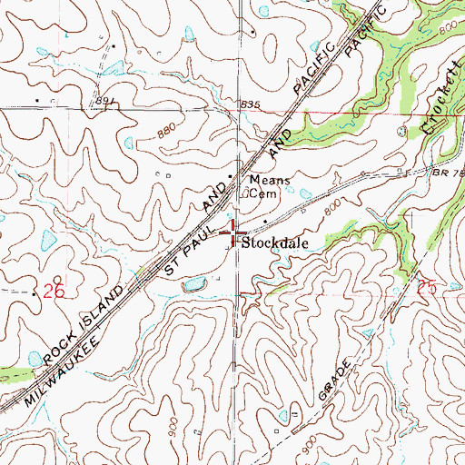 Topographic Map of Stockdale, MO
