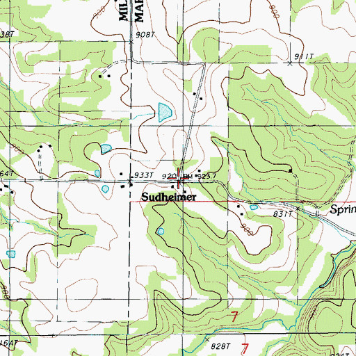 Topographic Map of Sudheimer, MO
