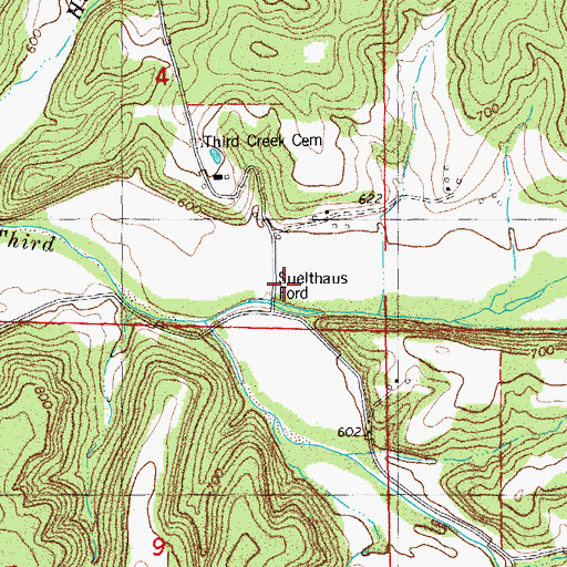 Topographic Map of Suelthaus Ford, MO