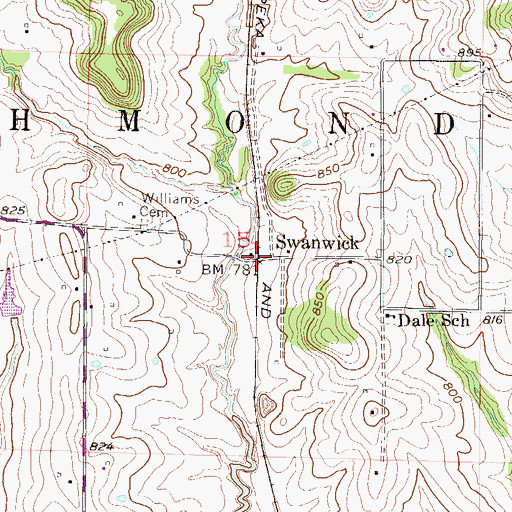 Topographic Map of Swanwick, MO