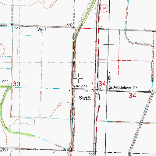 Topographic Map of Swift, MO