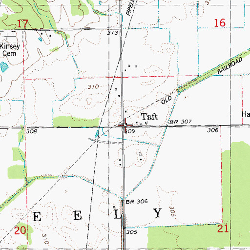 Topographic Map of Taft, MO