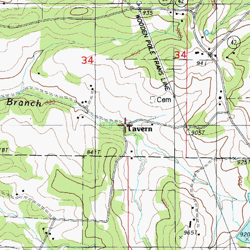 Topographic Map of Tavern, MO