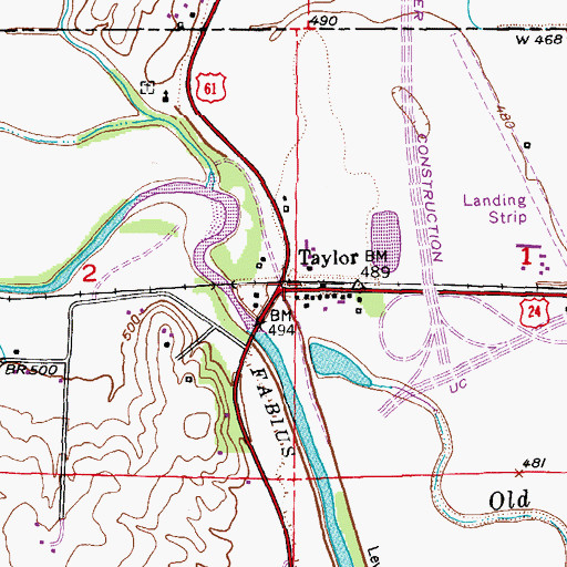 Topographic Map of Taylor, MO