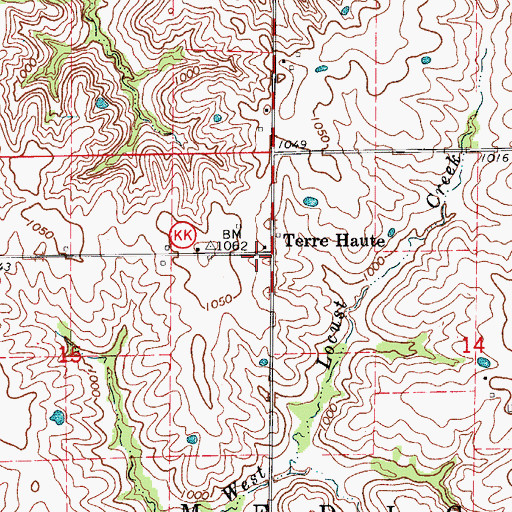 Topographic Map of Terre Haute, MO