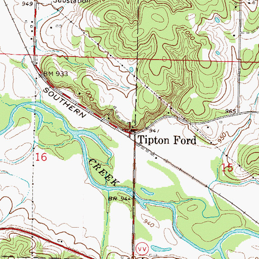 Topographic Map of Tipton Ford, MO