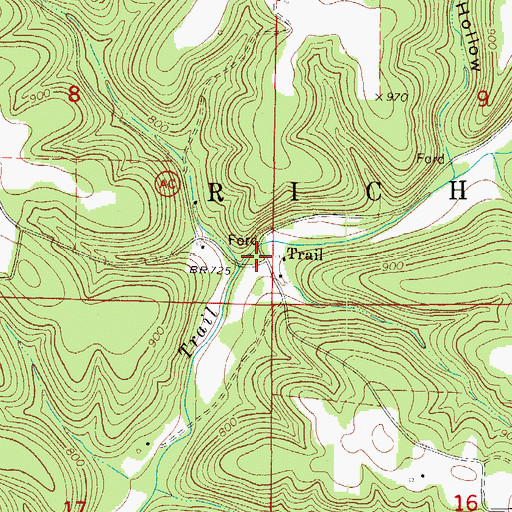 Topographic Map of Trail, MO