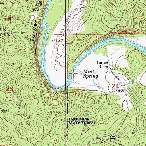 Topographic Map of Turner Ford (historical), MO