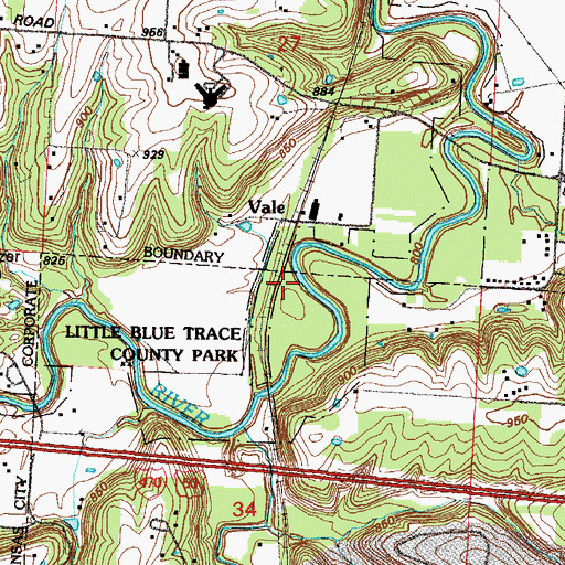 Topographic Map of Vale, MO