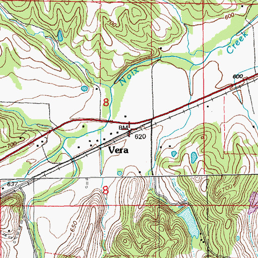 Topographic Map of Vera, MO