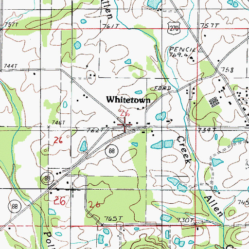 Topographic Map of Whitetown, AR