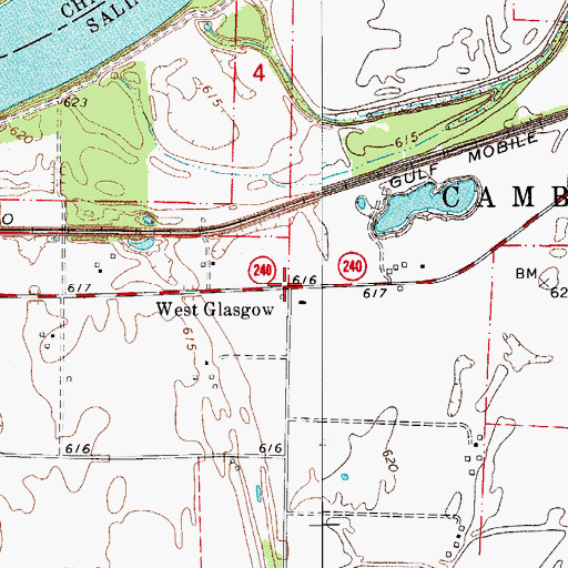 Topographic Map of West Glasgow, MO