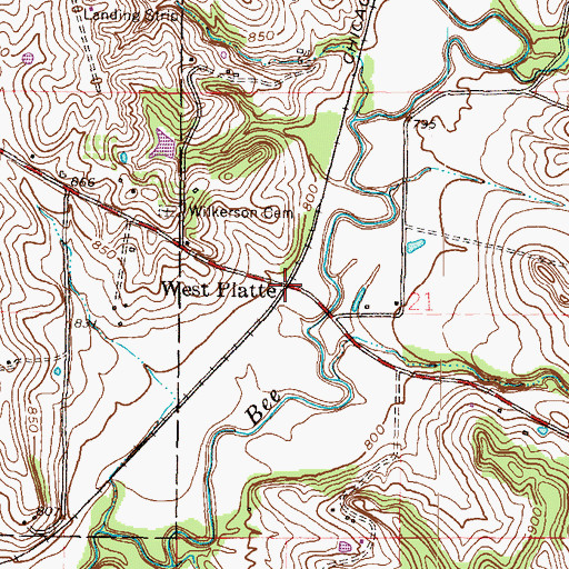 Topographic Map of West Platte, MO