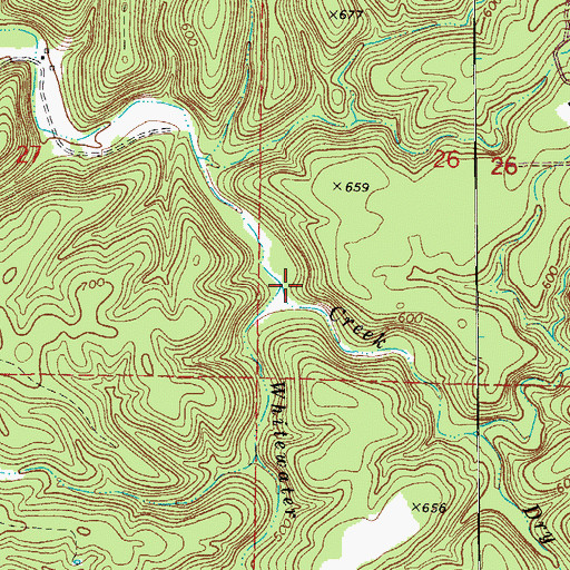 Topographic Map of Whitewater Creek, AR
