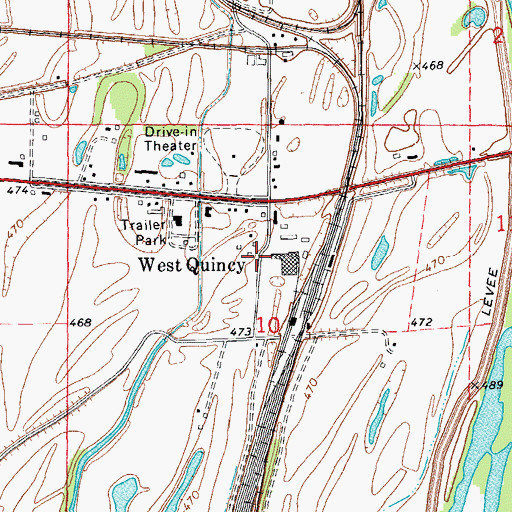 Topographic Map of West Quincy, MO