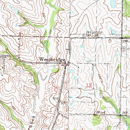 Topographic Map of Westbridge, MO