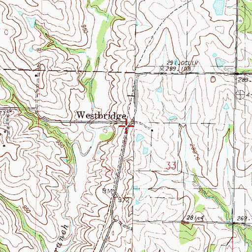 Topographic Map of Westbridge, MO
