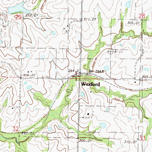 Topographic Map of Wexford, MO
