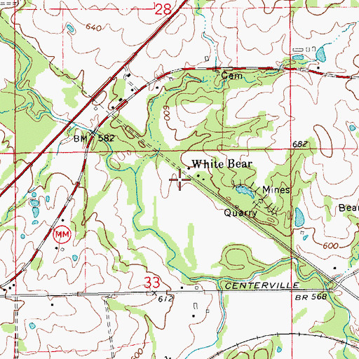 Topographic Map of White Bear, MO