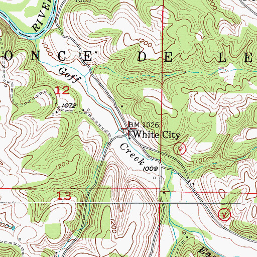 Topographic Map of White City, MO