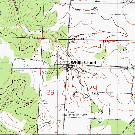 Topographic Map of White Cloud, MO