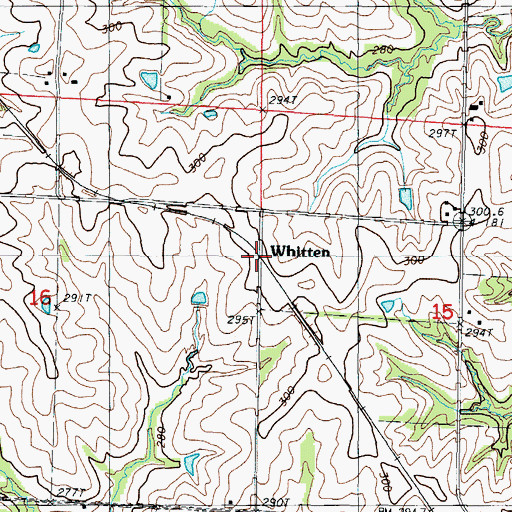 Topographic Map of Whitten, MO