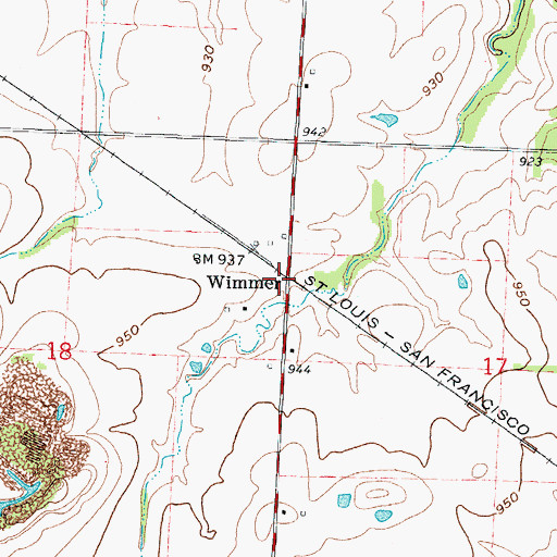 Topographic Map of Wimmer, MO