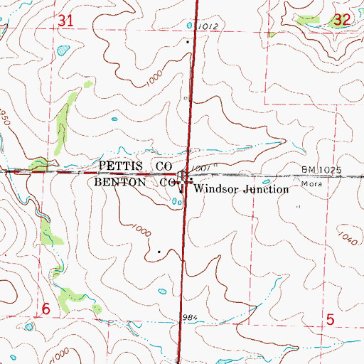 Topographic Map of Windsor Junction, MO