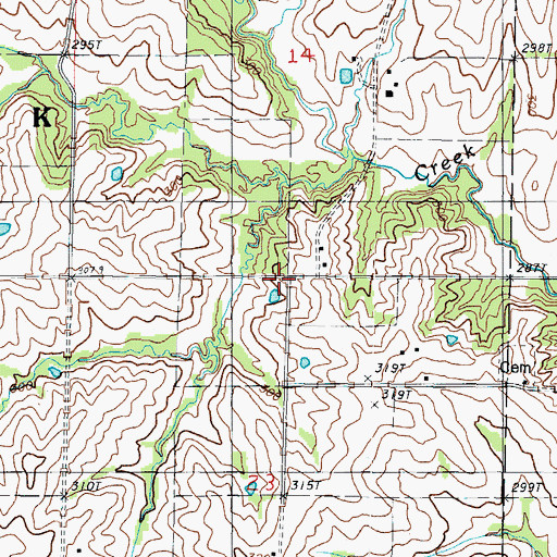 Topographic Map of Winslow, MO