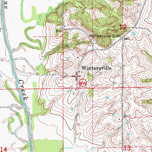 Topographic Map of Wintersville, MO
